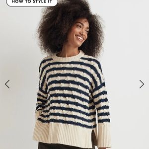 NWT Madewell Cable-Knit Oversized Sweater in Stripe
